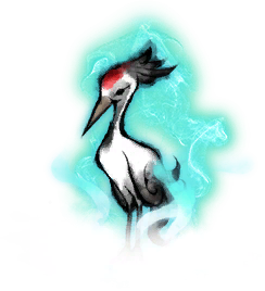 Ink-Shaded Red-Crowned Crane